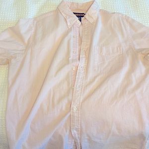 Pink and white seersucker mens button down